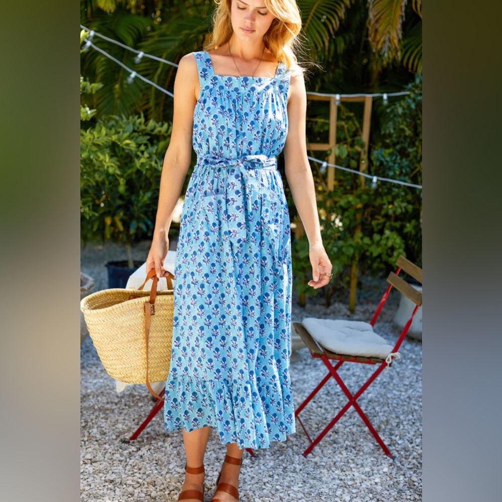 Emerson Fry Blue Floral Midi Dress